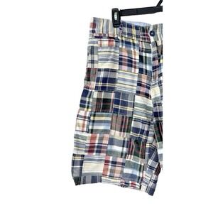 Canterbury Mens 34 Shorts Madras Plaid Patchwork Preppy Gold Tennis Pickleball
